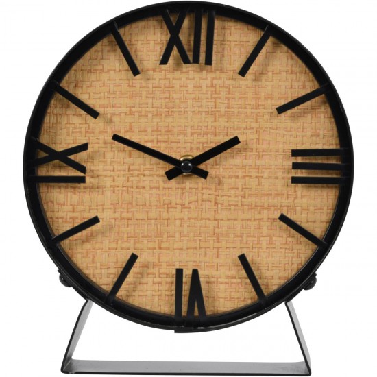 Rustic Metal and Cane Mantel Clock