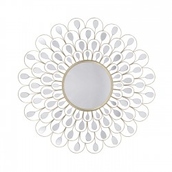Birds of the Rainforest decor Round Mirror in Champagne Gold