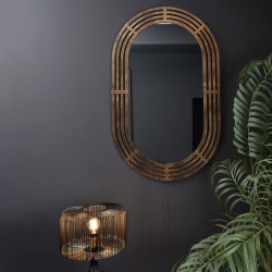 Lalique Gold Metal Oval Mirror 109cm height