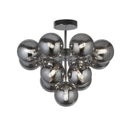 ENZO 27LT CEILING PENDANT - CHROME & SMOKE GLASS