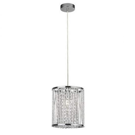 ELLA II 8LT PENDANT- CHROME, CRYSTAL DROPS, ALUMINIUM TUBES